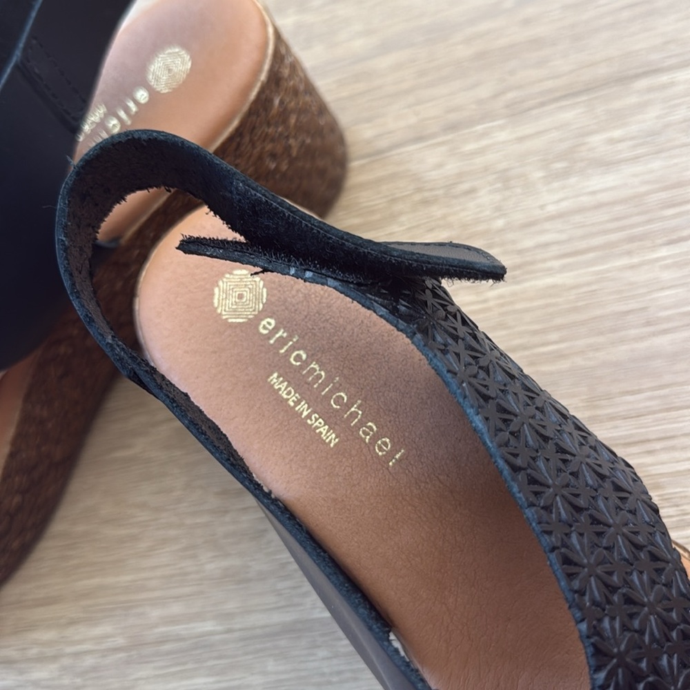 Eric Michael Black and Brown Platform Wedge Sandals - Picture 6 of 9